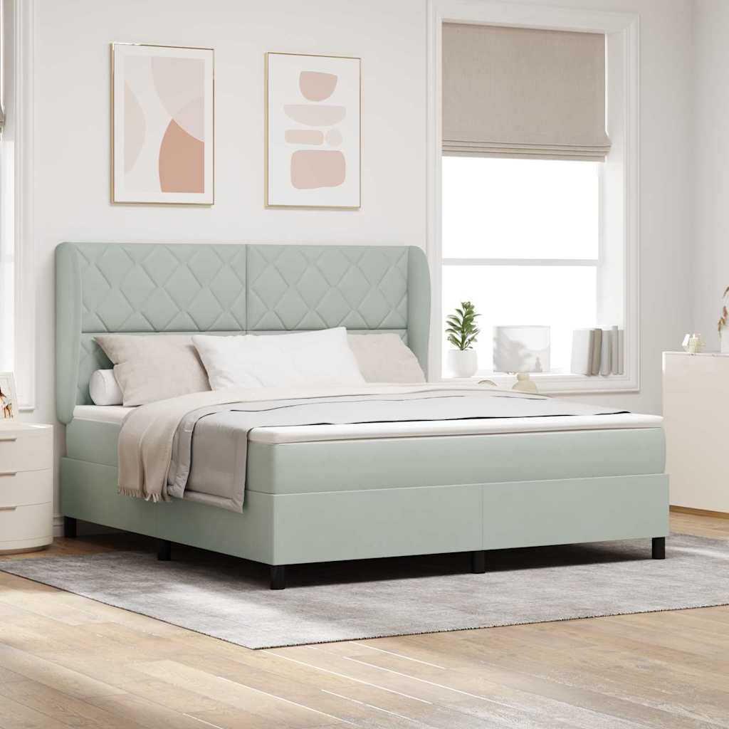 Krevet s opruga kutije Svijetlo siva 200 x 180 cm Baršun
