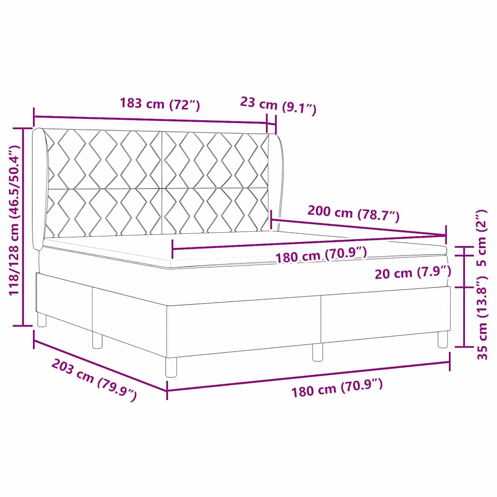 Krevet s opruga kutije Svijetlo siva 200 x 180 cm Baršun