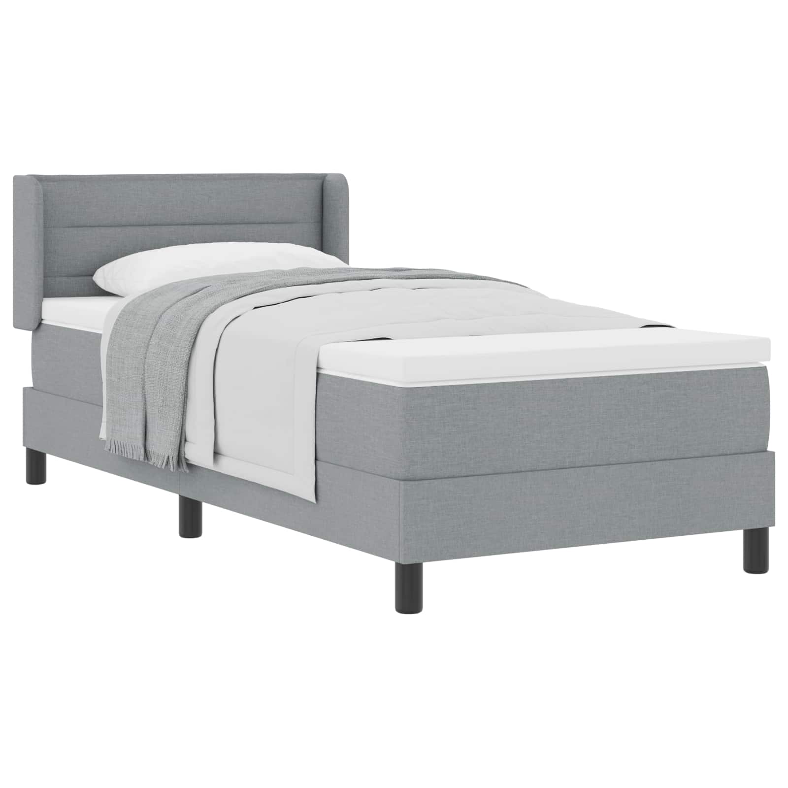 Krevet s opruga kutije Svijetlo siva 190 x 90 cm tkanina