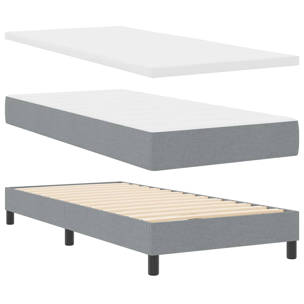 Krevet s opruga kutije Svijetlo siva 190 x 90 cm tkanina