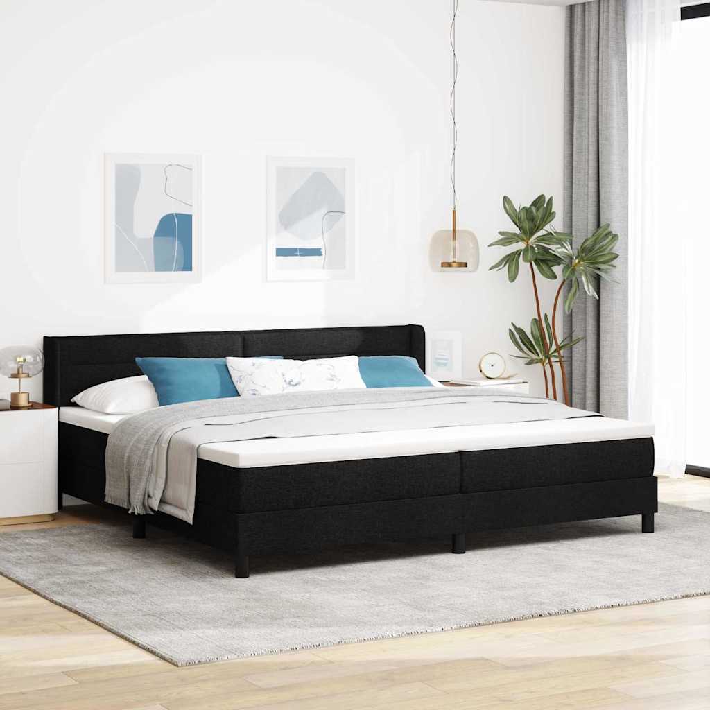 Krevet s opruga kutije s uzglavljem Crna 200 x 200 cm tkanina