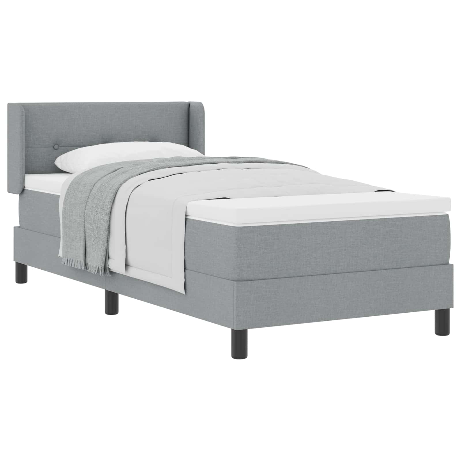 Krevet s opruga kutije Svijetlo siva 190 x 90 cm tkanina