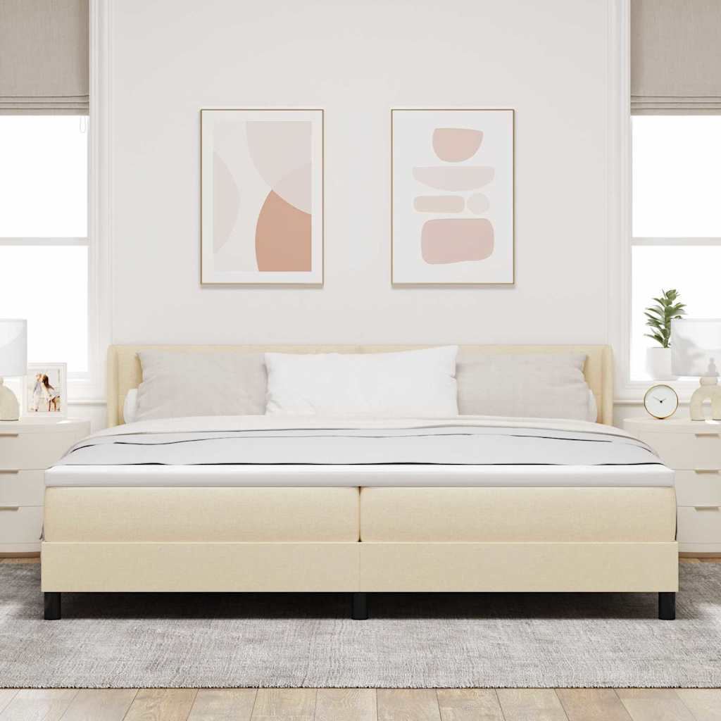 Krevet s opruga kutije s uzglavljem Krema 200 x 200 cm tkanina