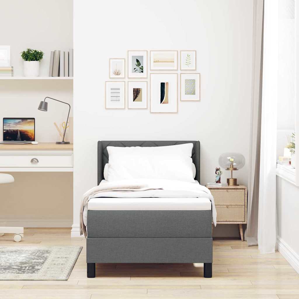Krevet s opruga kutije Tamno siva 200 x 80 cm tkanina