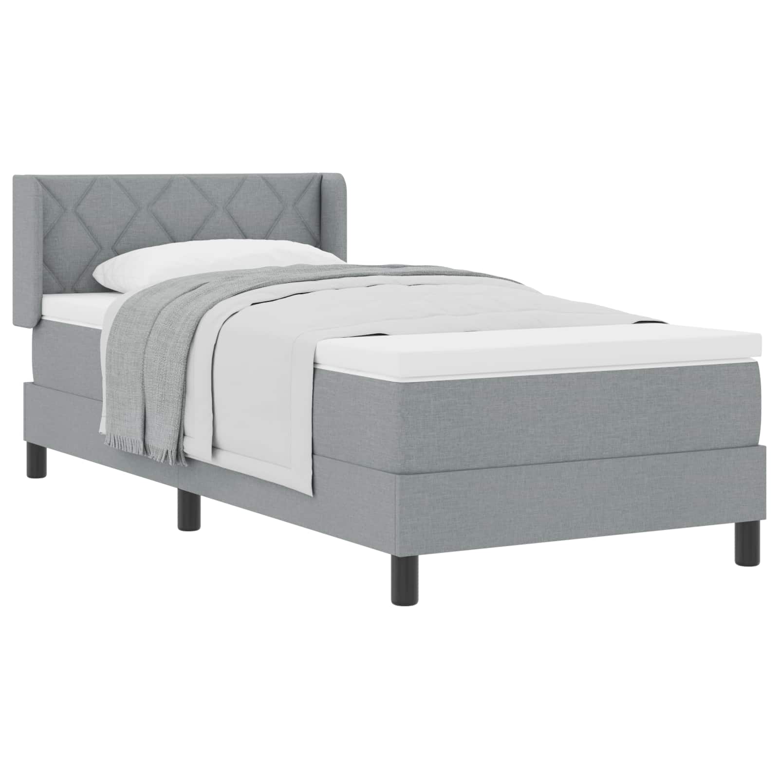 Krevet s opruga kutije Svijetlo siva 190 x 90 cm tkanina