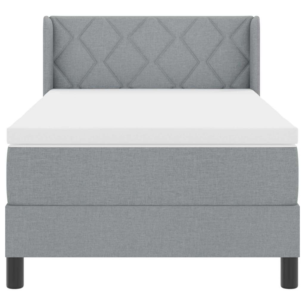 Krevet s opruga kutije Svijetlo siva 200 x 90 cm tkanina