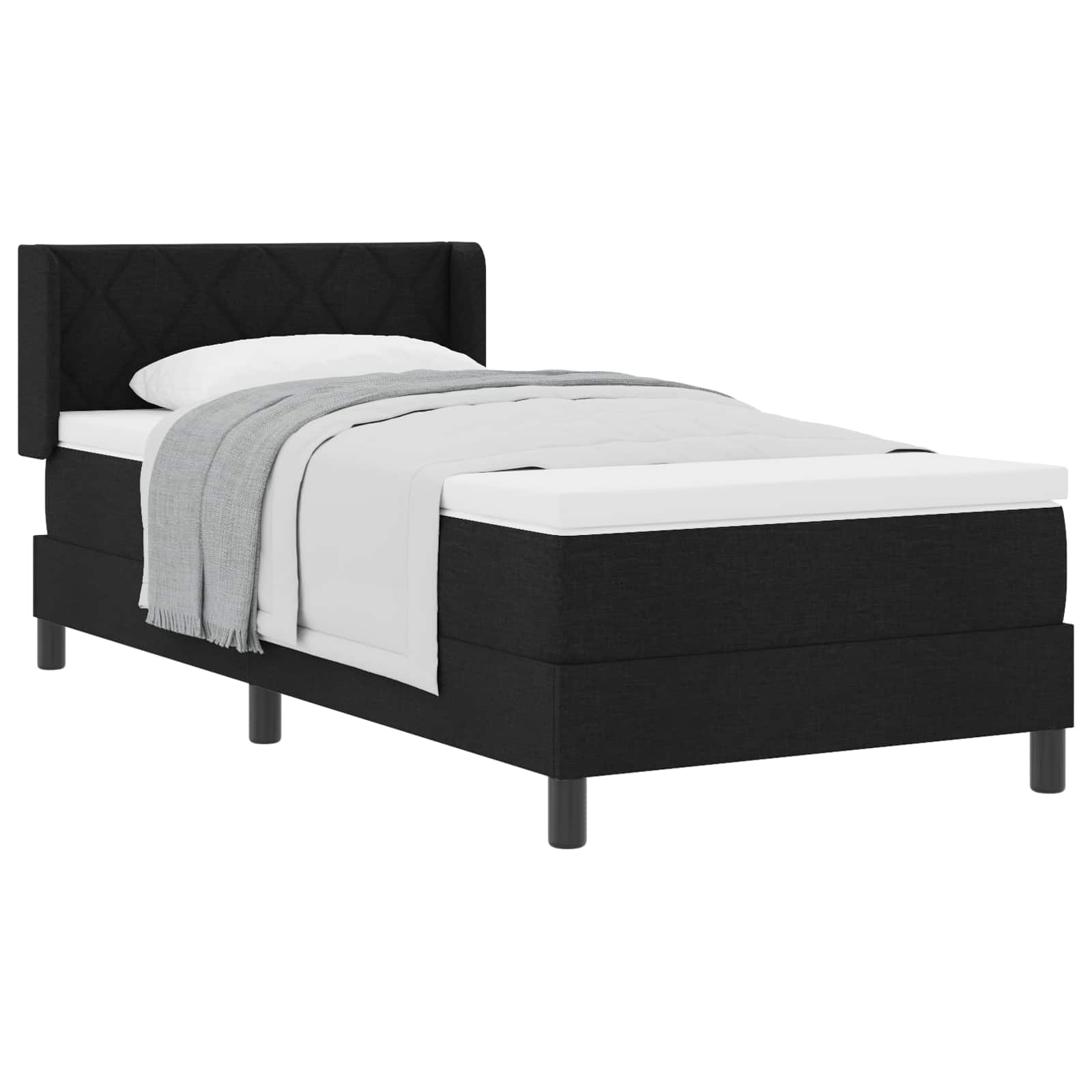 Krevet s opruga kutije s uzglavljem Crna 200 x 90 cm tkanina