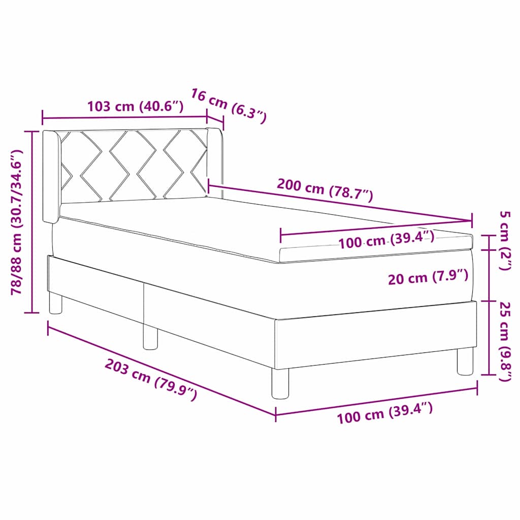 Krevet s opruga kutije s jastukom Crna 200 x 100 cm tkanina