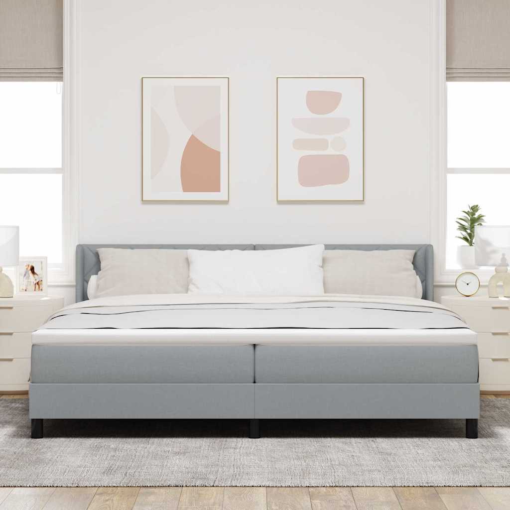 Krevet s opruga kutije Svijetlo siva 200 x 200 cm tkanina