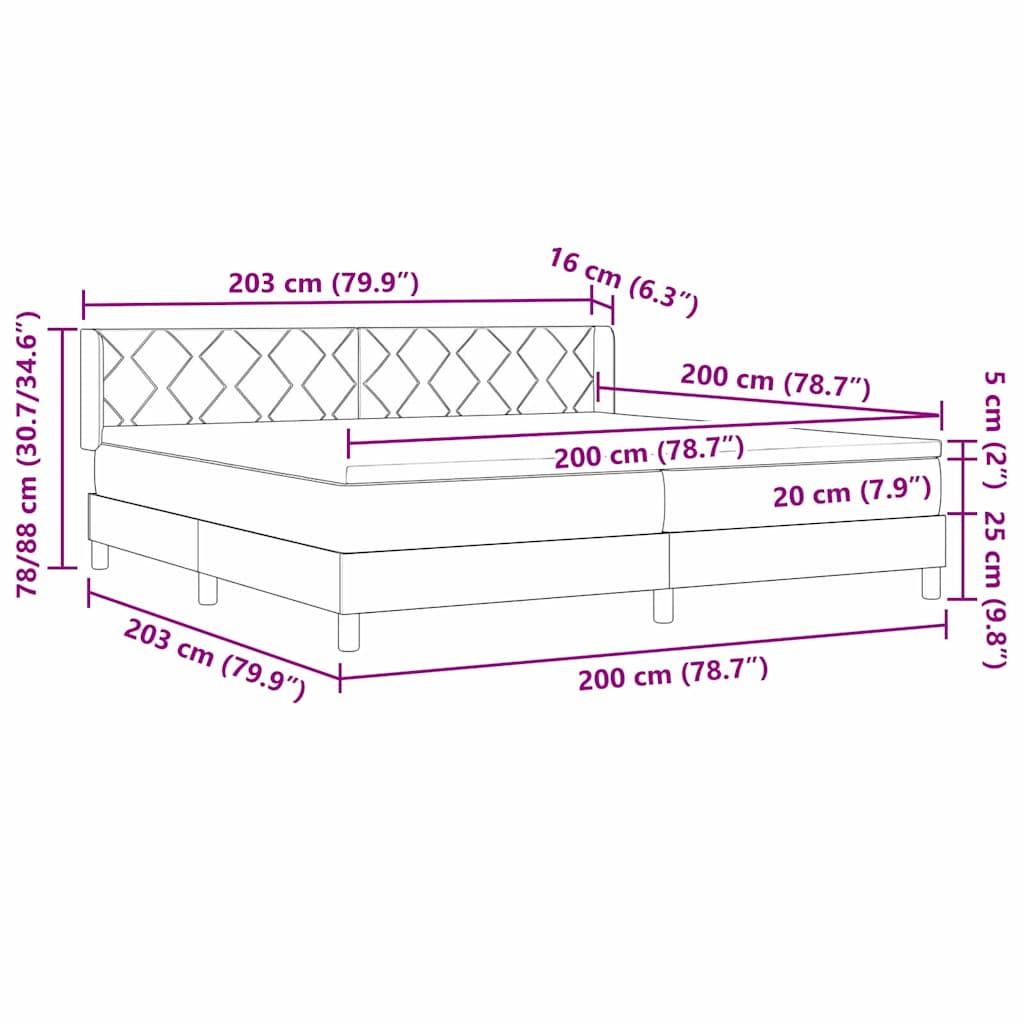 Krevet s opruga kutije Tamno smeđa 200 x 200 cm tkanina
