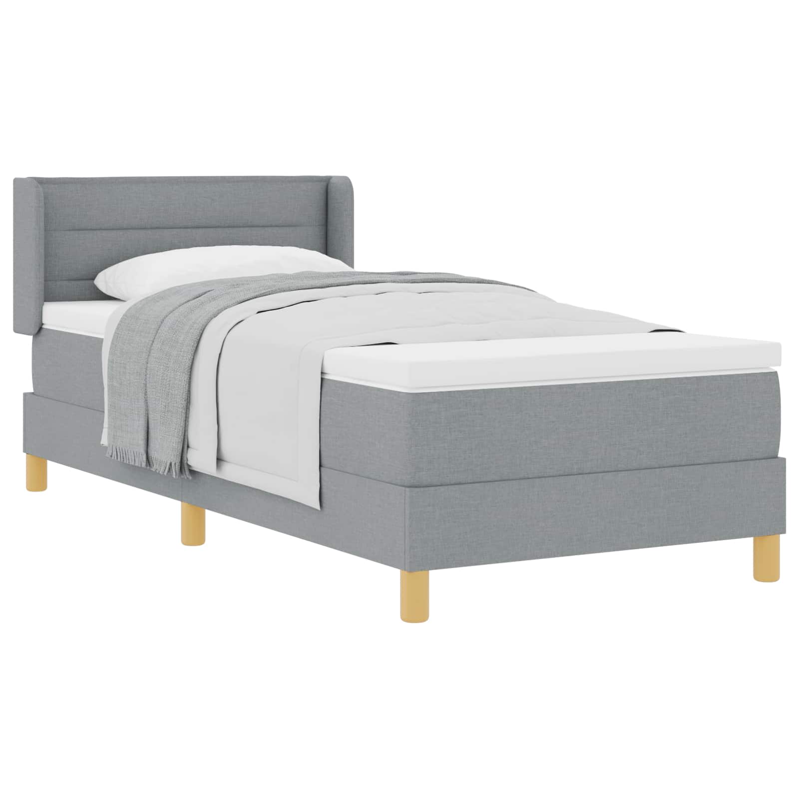 Krevet s opruga kutije Svijetlo siva 190 x 90 cm tkanina