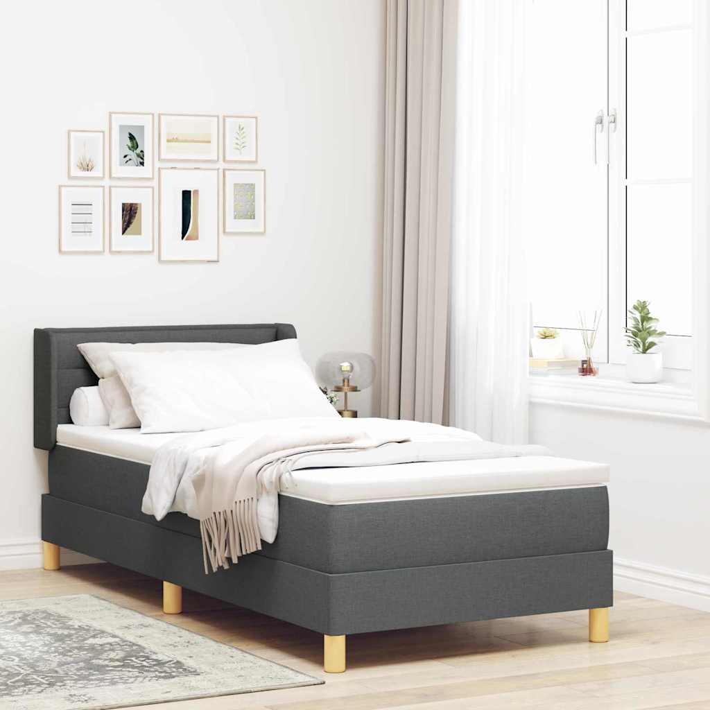 Krevet s opruga kutije Tamno siva 200 x 90 cm tkanina