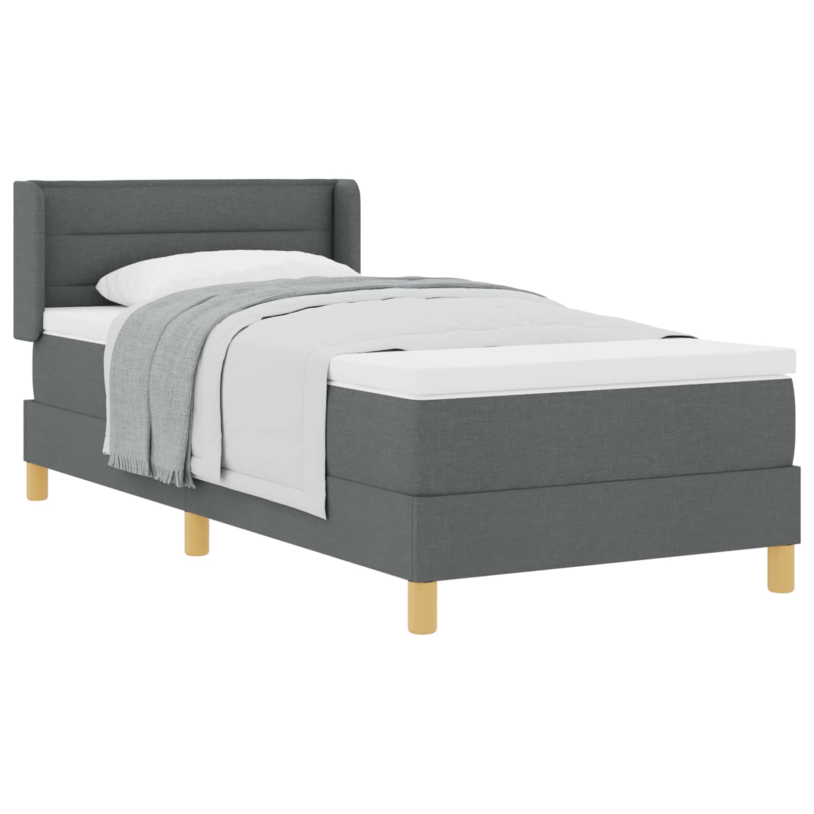 Krevet s opruga kutije Tamno siva 200 x 90 cm tkanina