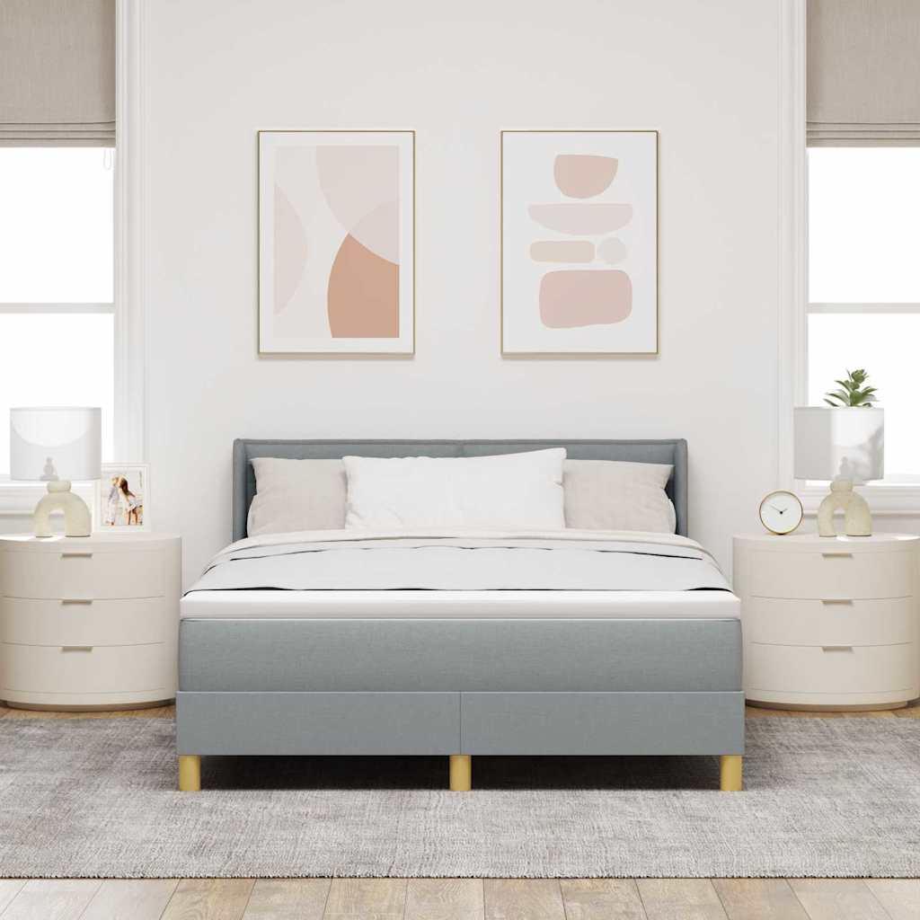 Krevet s opruga kutije Svijetlo siva 200 x 140 cm tkanina