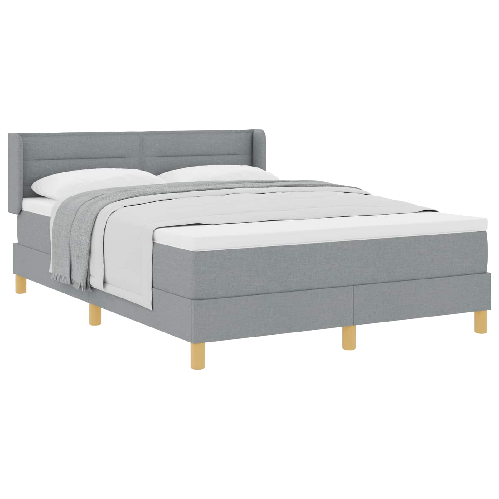 Krevet s opruga kutije Svijetlo siva 200 x 140 cm tkanina