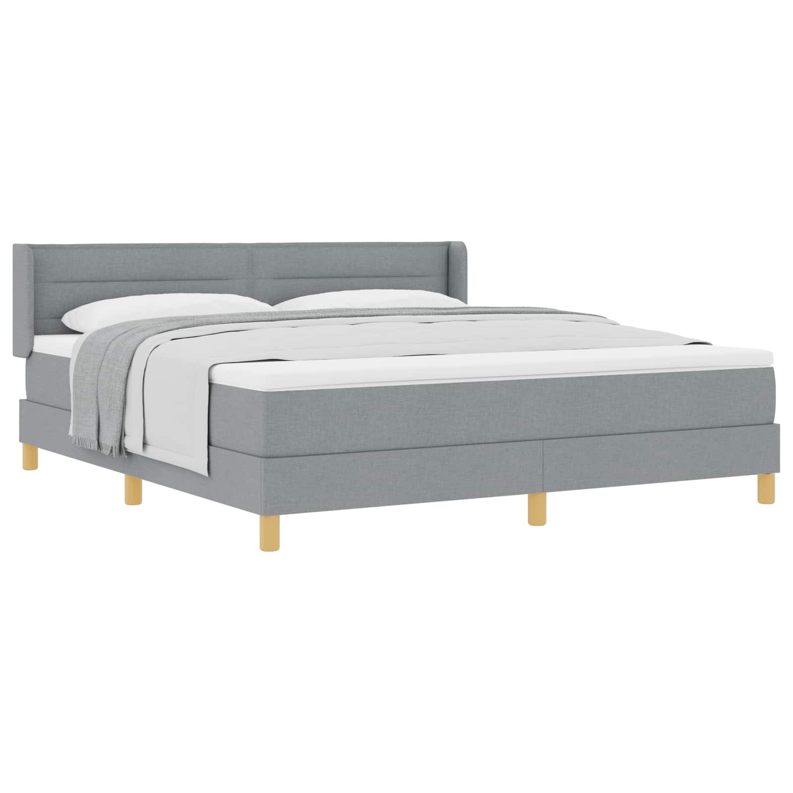 Krevet s opruga kutije Svijetlo siva 200 x 180 cm tkanina