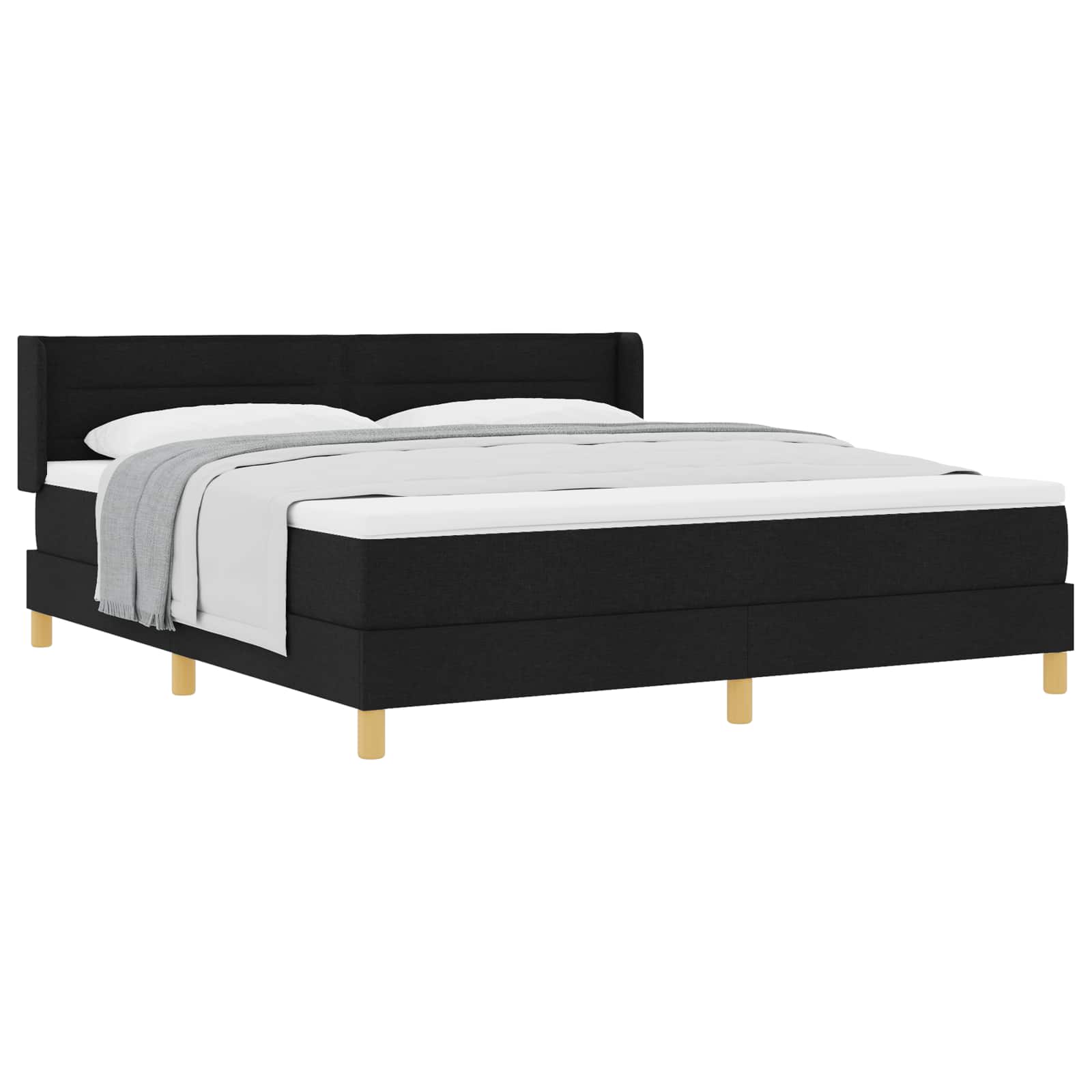 Krevet s opruga kutije s madracem Crna 200 x 180 cm tkanina