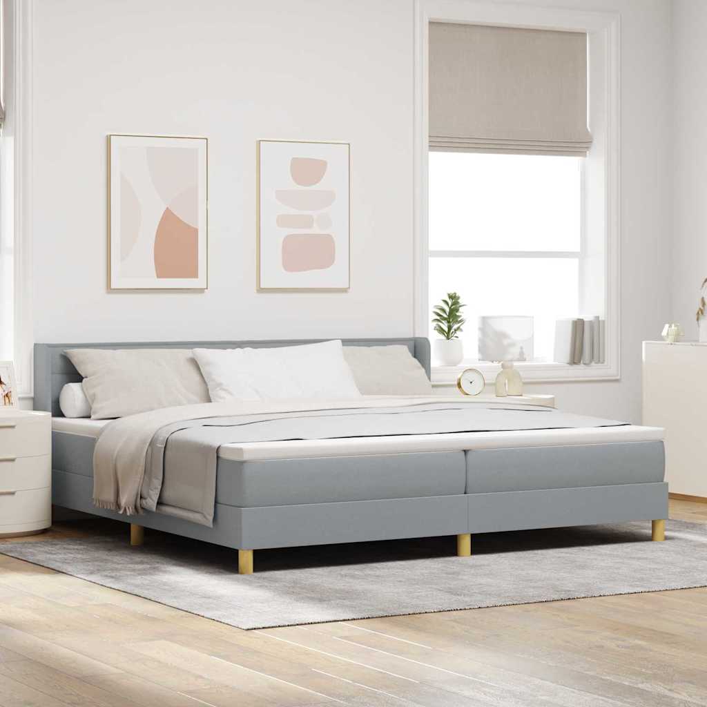 Krevet s opruga kutije Svijetlo siva 200 x 200 cm tkanina