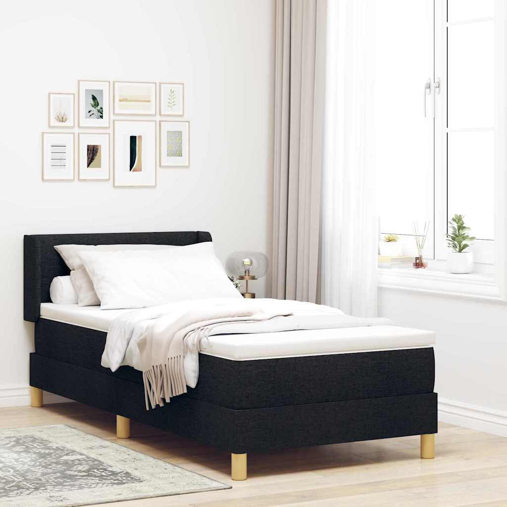 Krevet s opruga kutije s uzglavljem Crna 200 x 80 cm tkanina