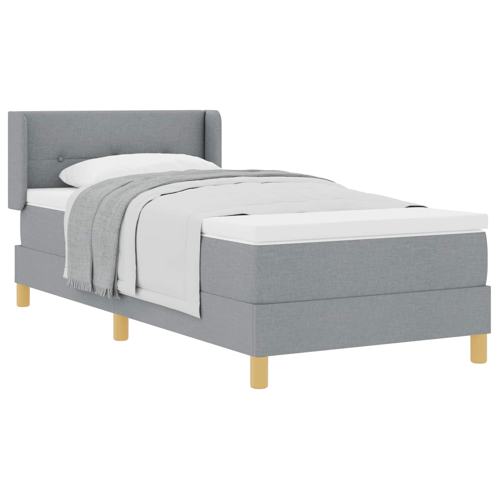 Krevet s opruga kutije Svijetlo siva 190 x 90 cm tkanina