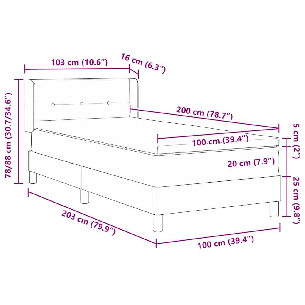 Krevet s opruga kutije s jastukom Plava 200 x 100 cm tkanina