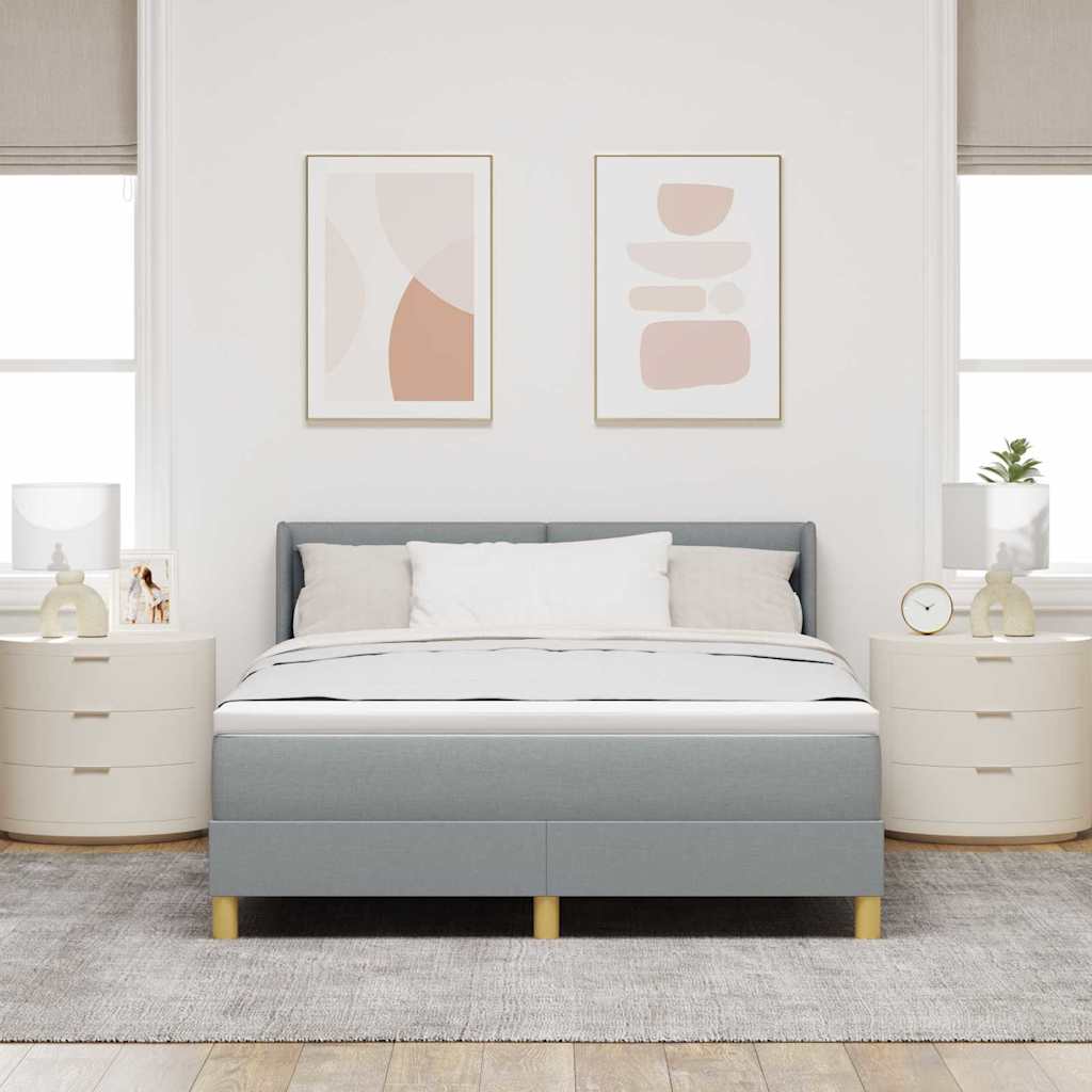 Krevet s opruga kutije Svijetlo siva 200 x 140 cm tkanina