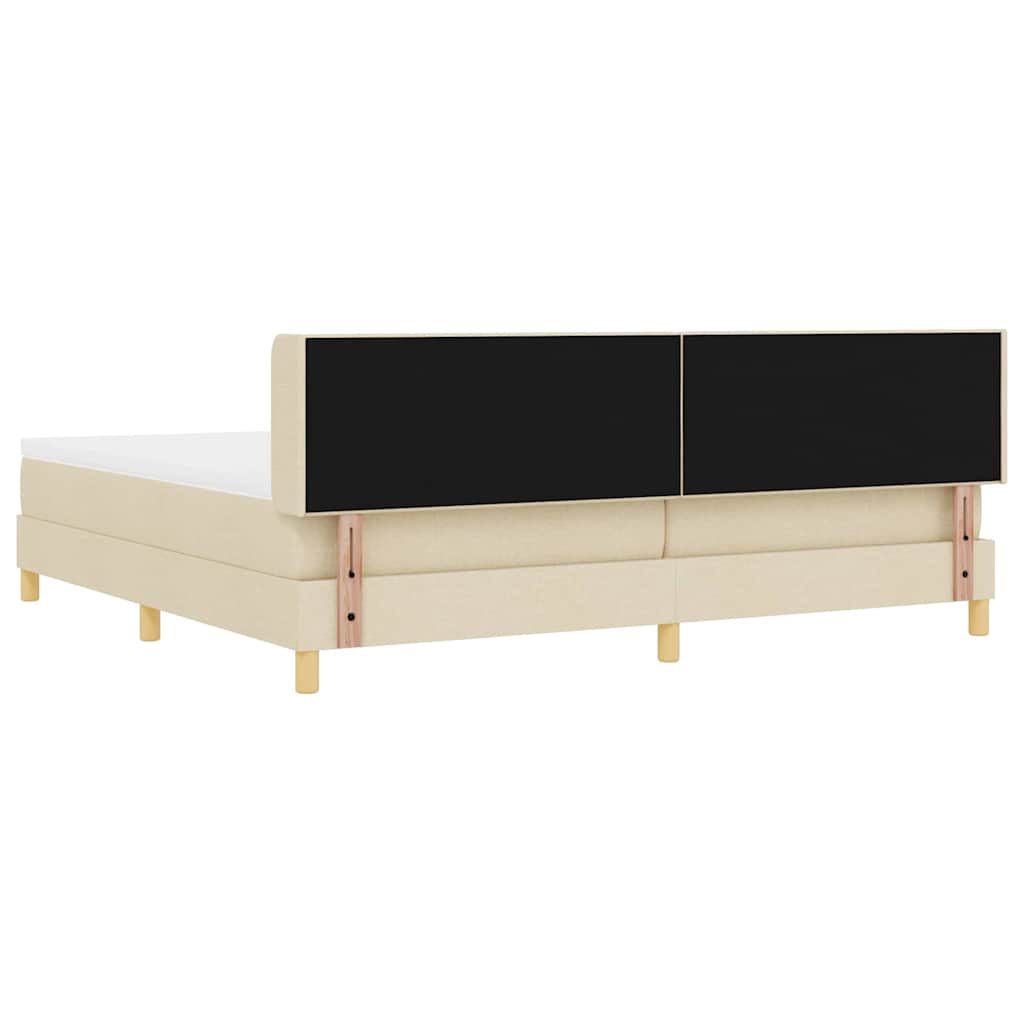 Krevet s opruga kutije s uzglavljem Krema 200 x 200 cm tkanina