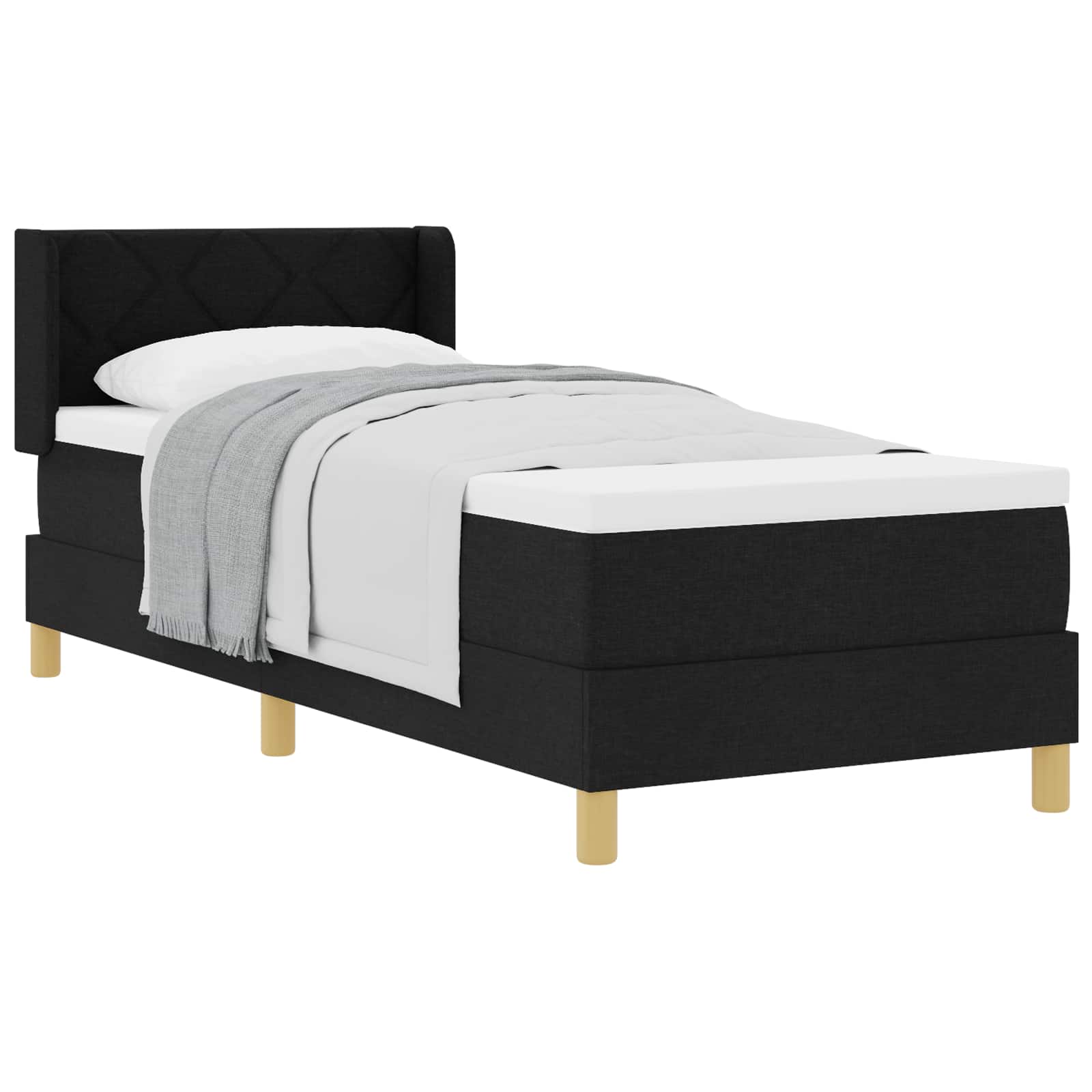 Krevet s opruga kutije s uzglavljem Crna 200 x 80 cm tkanina