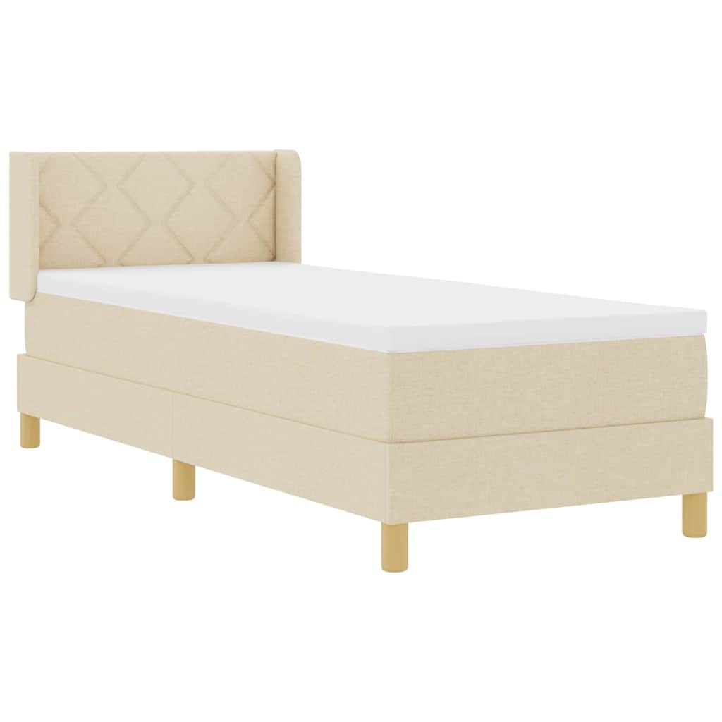Krevet s opruga kutije s uzglavljem Krema 200 x 80 cm tkanina