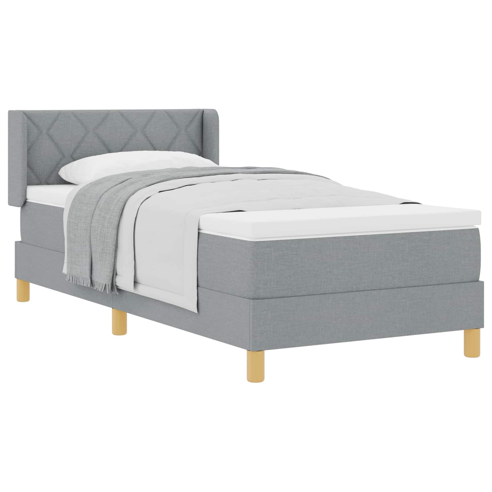 Krevet s opruga kutije Svijetlo siva 200 x 90 cm tkanina
