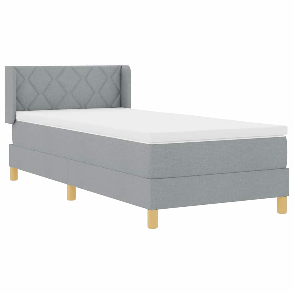 Krevet s opruga kutije Svijetlo siva 200 x 90 cm tkanina