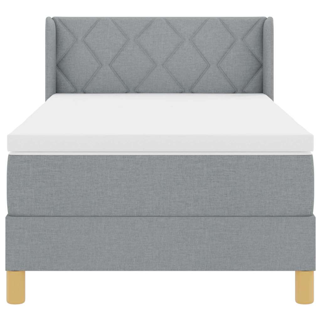 Krevet s opruga kutije Svijetlo siva 200 x 90 cm tkanina