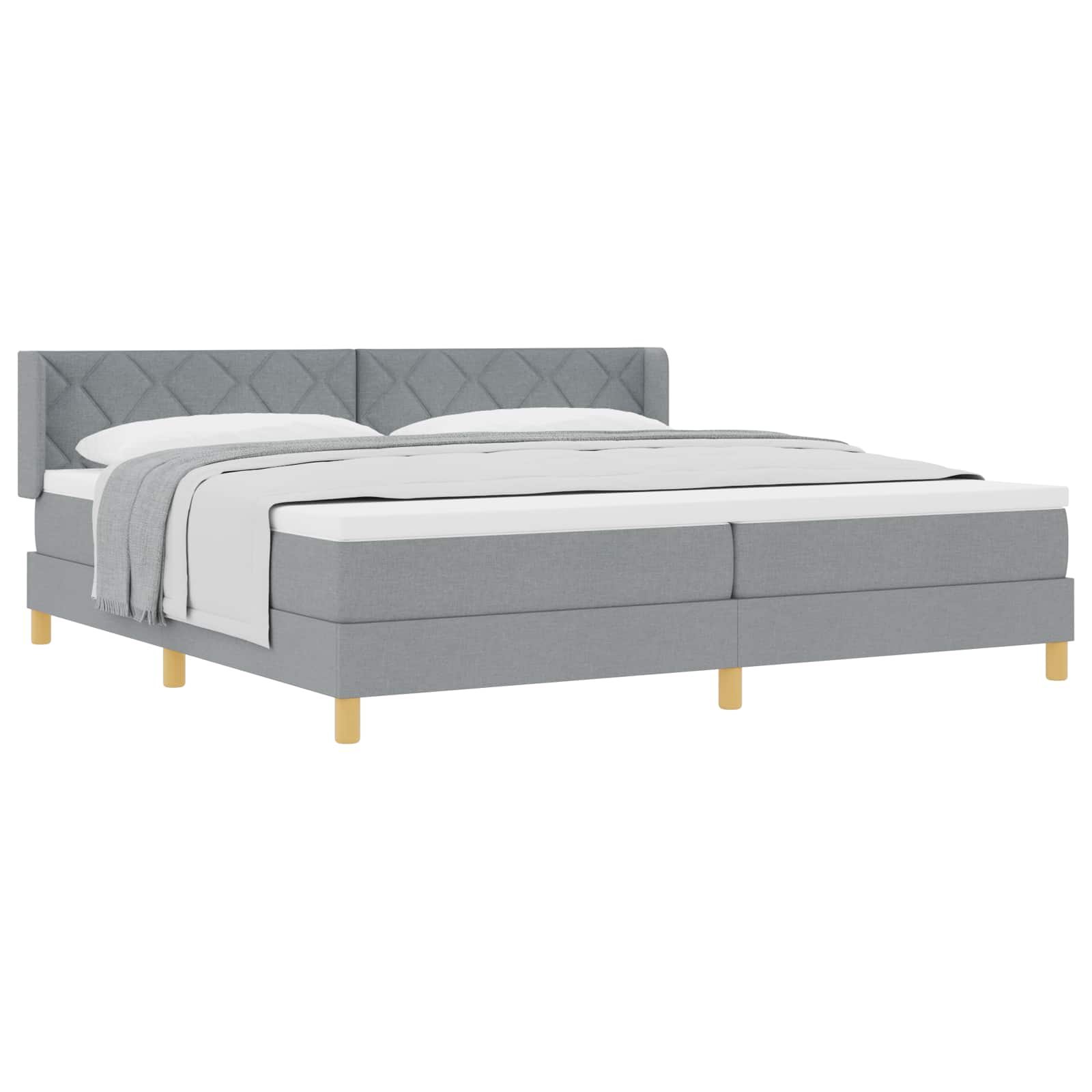 Krevet s opruga kutije Svijetlo siva 200 x 200 cm tkanina