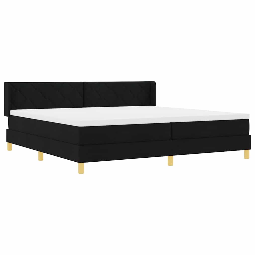 Krevet s opruga kutije s uzglavljem Crna 200 x 200 cm tkanina