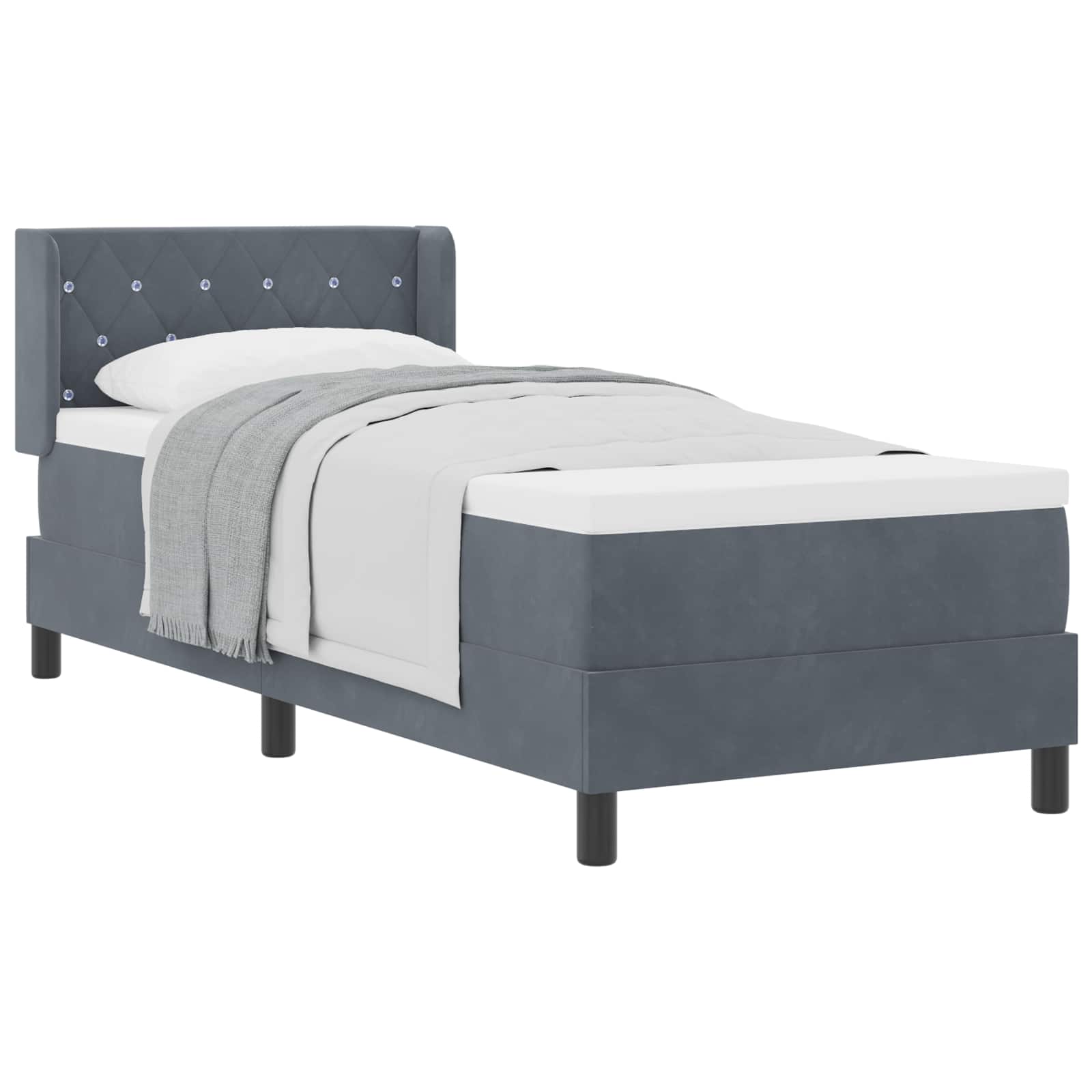 Krevet s opruga kutije Tamno siva 200 x 80 cm Baršun