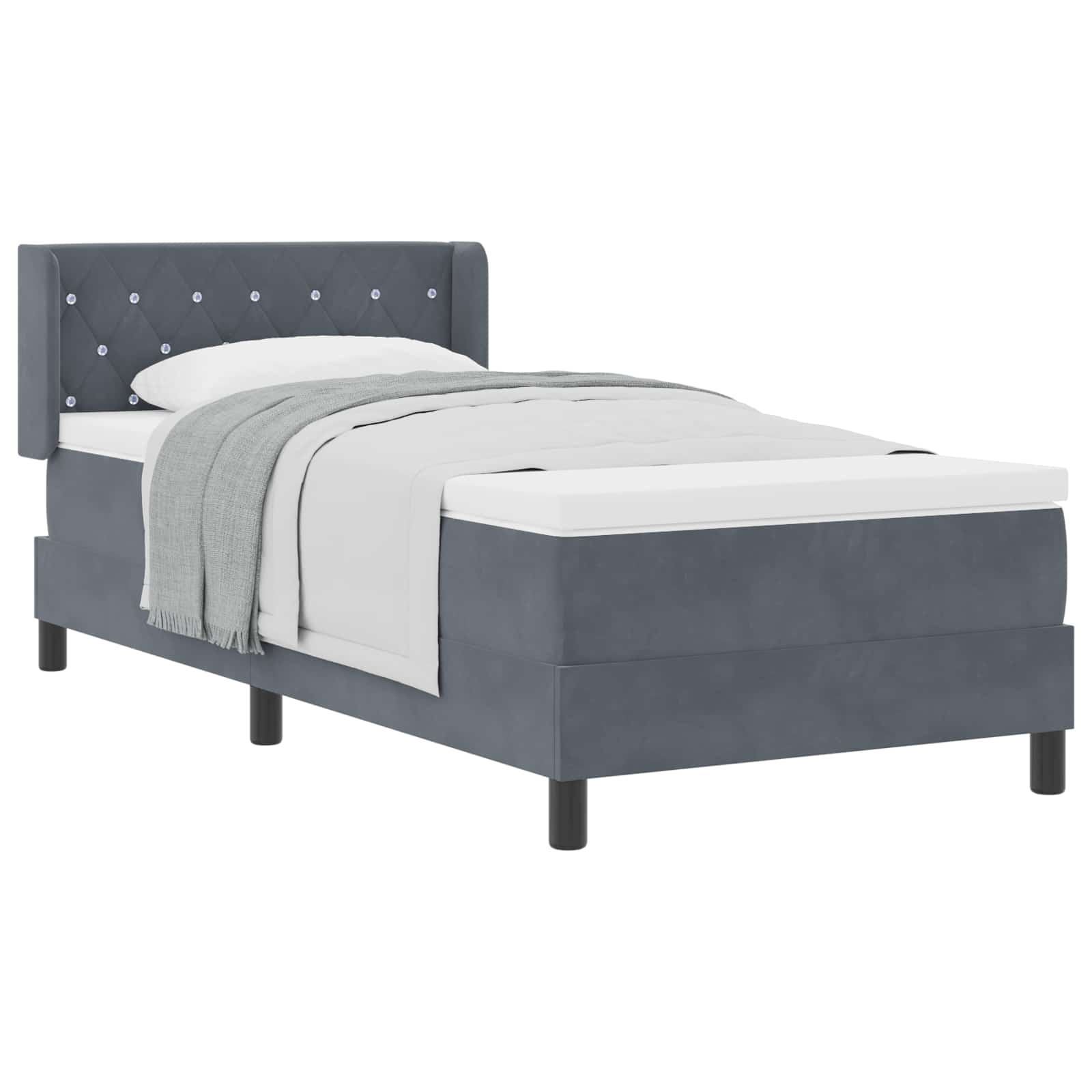 Krevet s opruga kutije Tamno siva 200 x 90 cm Baršun