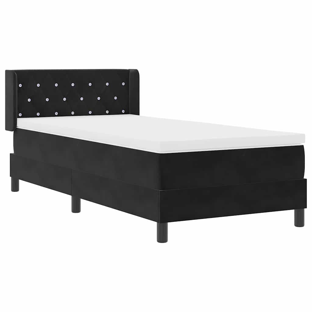 Krevet s opruga kutije s uzglavljem Crna 200 x 90 cm Baršun