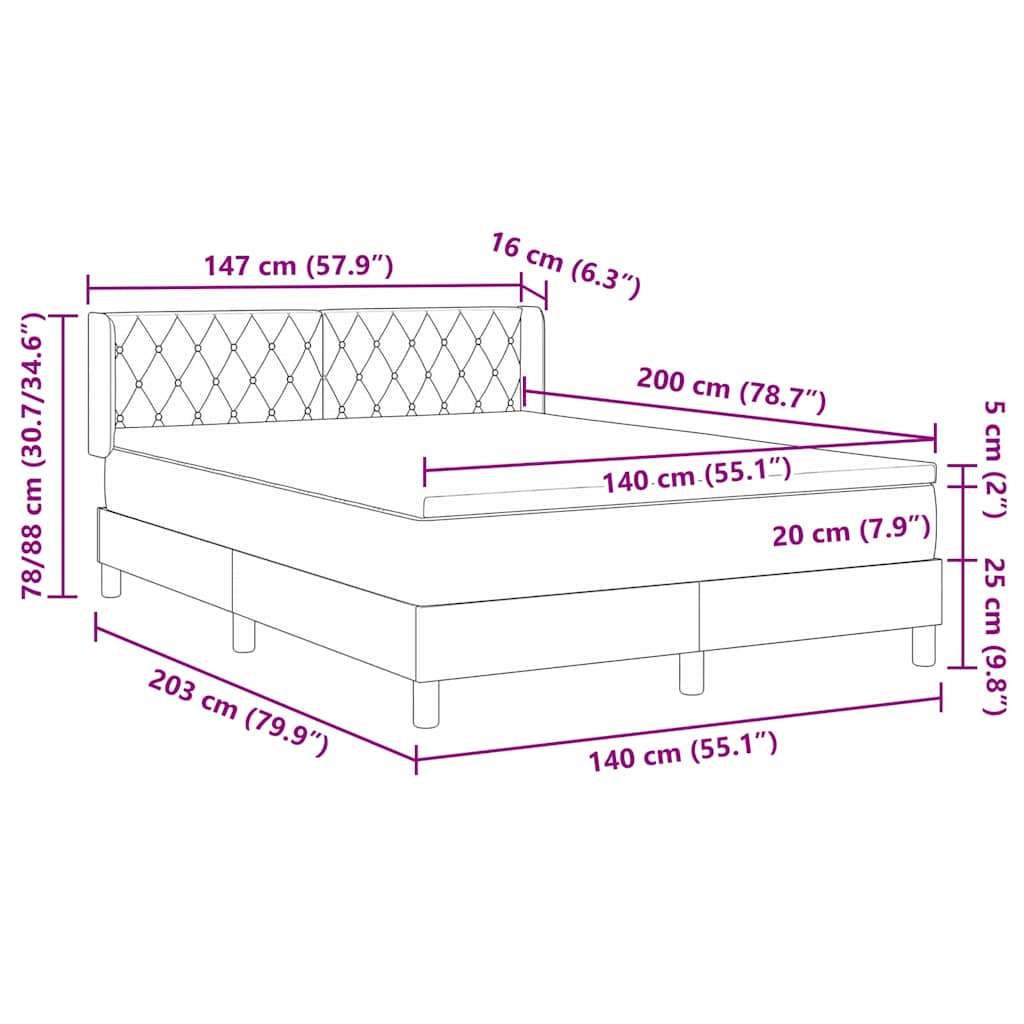 Krevet s opruga kutije Svijetlo siva 200 x 140 cm Baršun