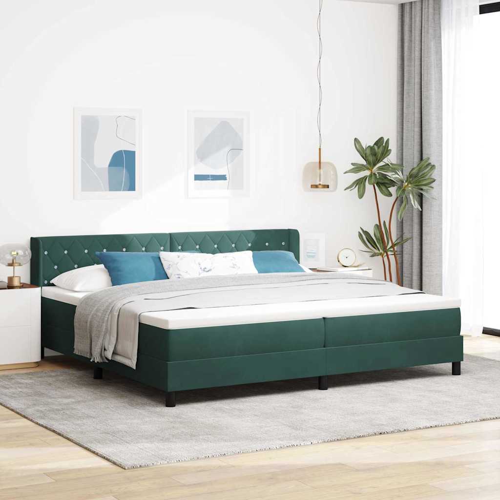 Krevet s opruga kutije Tamnozelena 200 x 200 cm Baršun