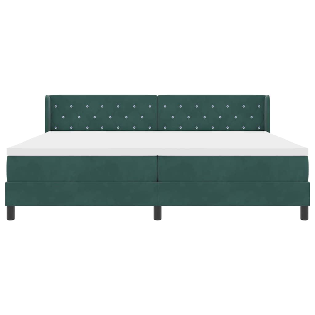 Krevet s opruga kutije Tamnozelena 200 x 200 cm Baršun
