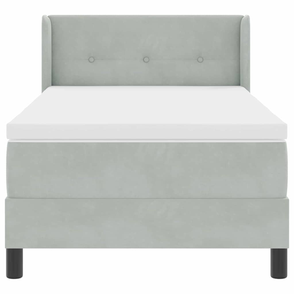 Krevet s opruga kutije Svijetlo siva 190 x 90 cm Baršun