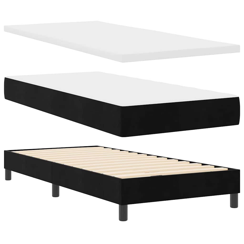 Krevet s opruga kutije s uzglavljem Crna 200 x 90 cm Baršun