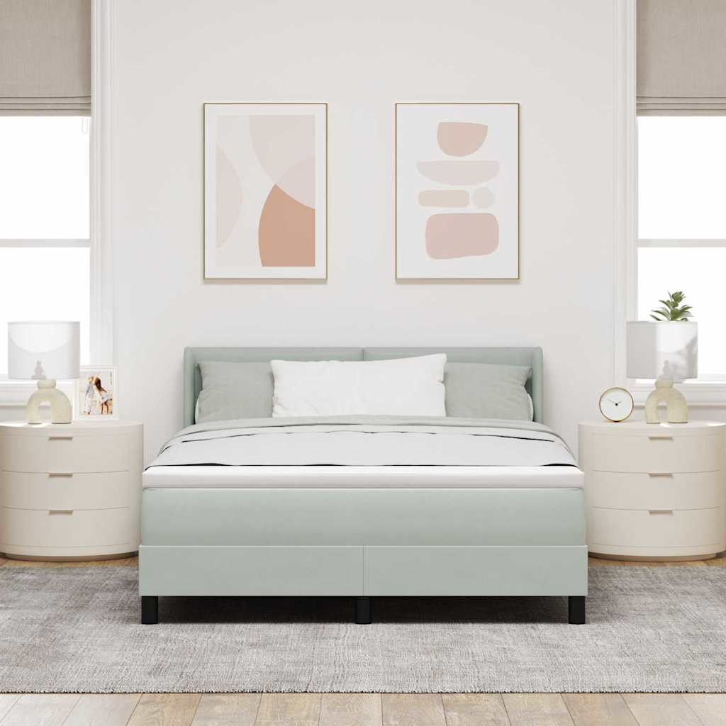 Krevet s opruga kutije Svijetlo siva 190 x 140 cm Baršun