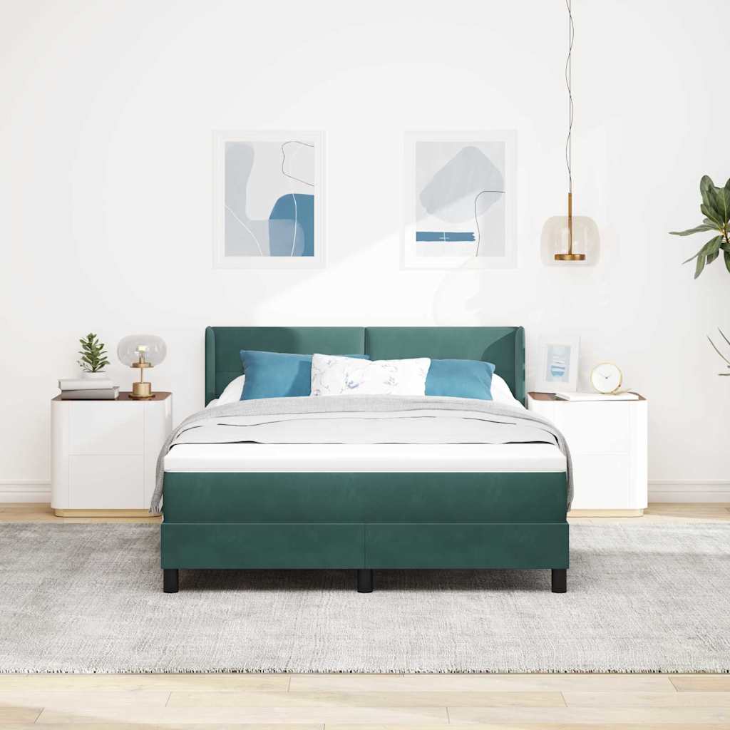 Krevet s opruga kutije Tamnozelena 190 x 140 cm Baršun