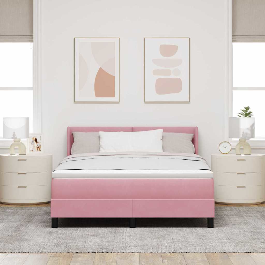 Krevet s opruga kutije Ružičasta 190 x 140 cm Baršun