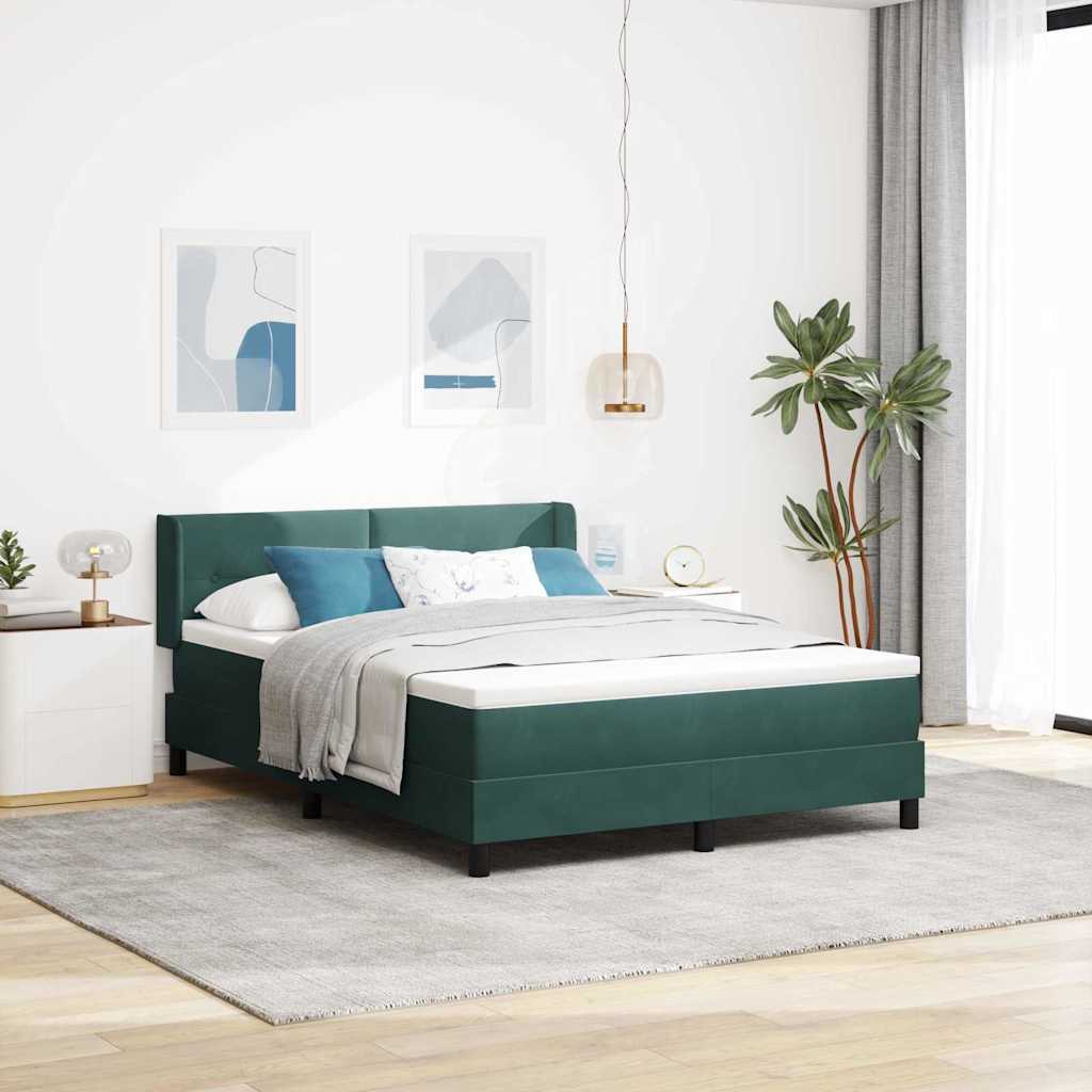 Krevet s opruga kutije Tamnozelena 200 x 140 cm Baršun