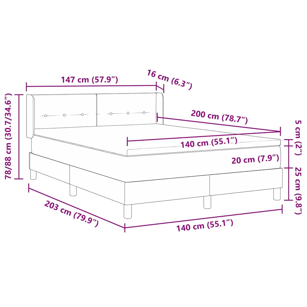 Krevet s opruga kutije Tamnozelena 200 x 140 cm Baršun