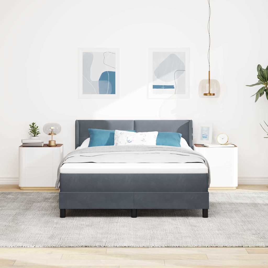 Krevet s opruga kutije Tamno siva 200 x 160 cm Baršun