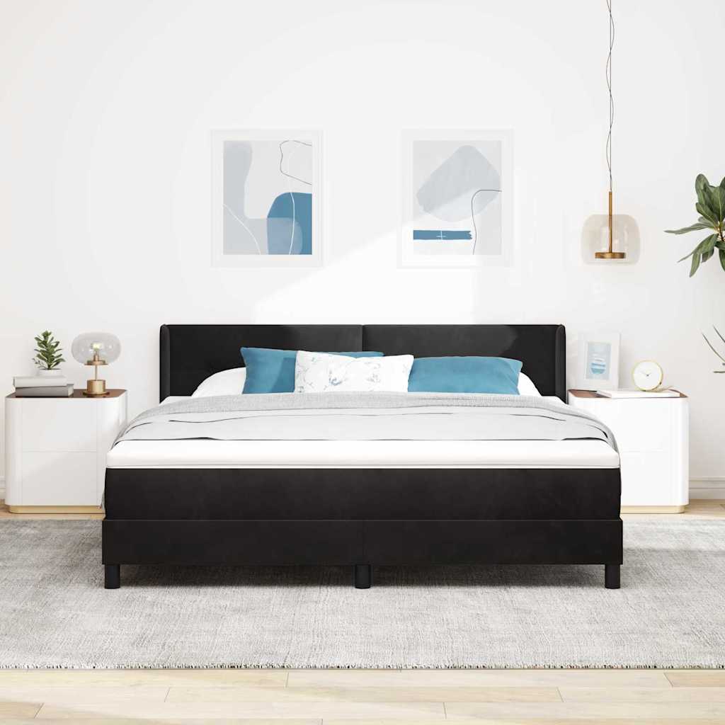 Krevet s opruga kutije s uzglavljem Crna 200 x 180 cm Baršun