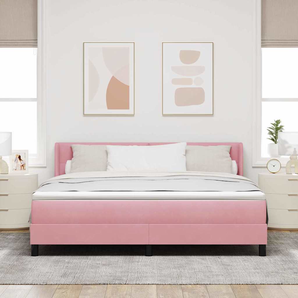 Krevet s opruga kutije Ružičasta 200 x 180 cm Baršun